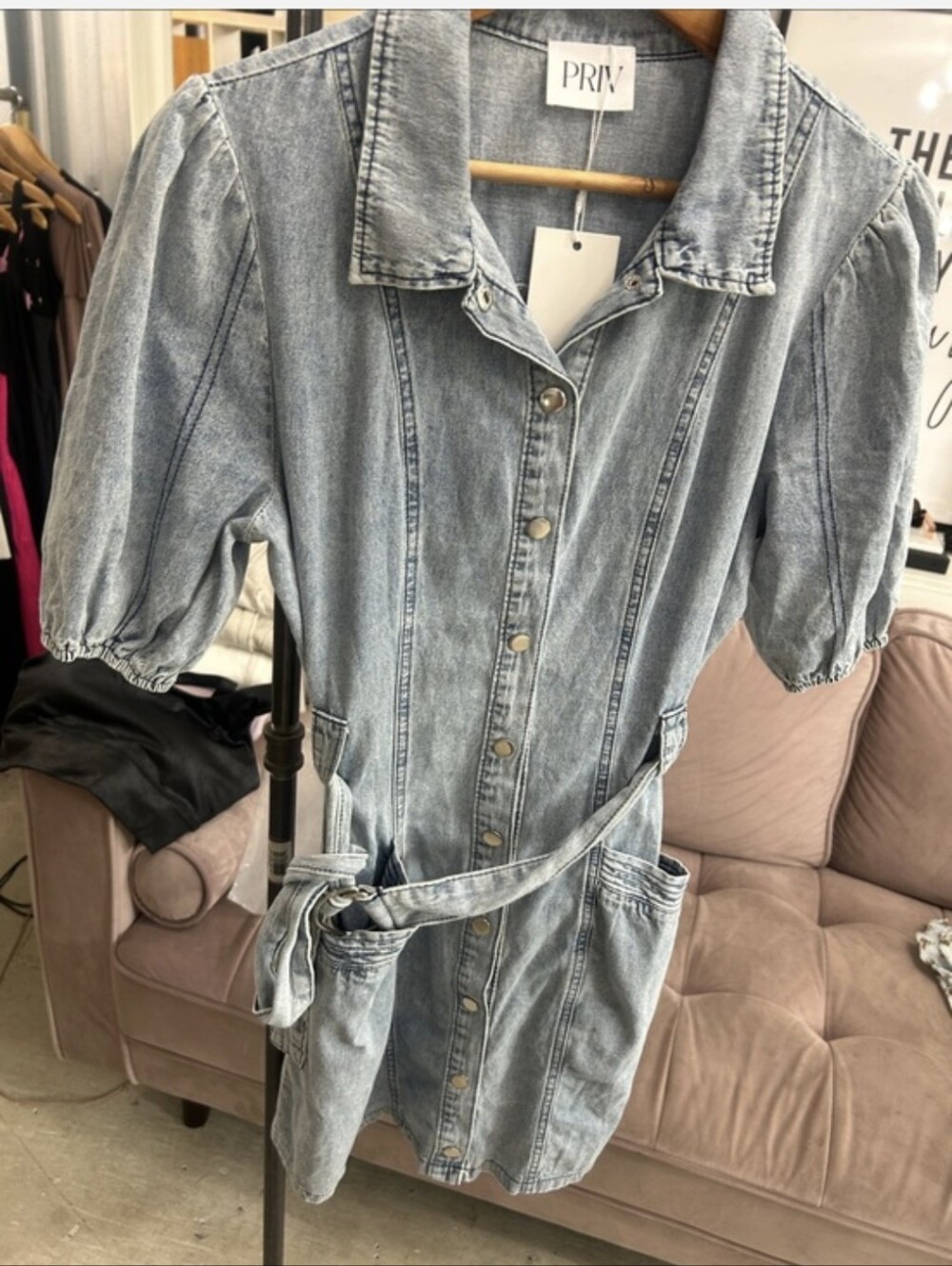 Denim Snap Button Dress